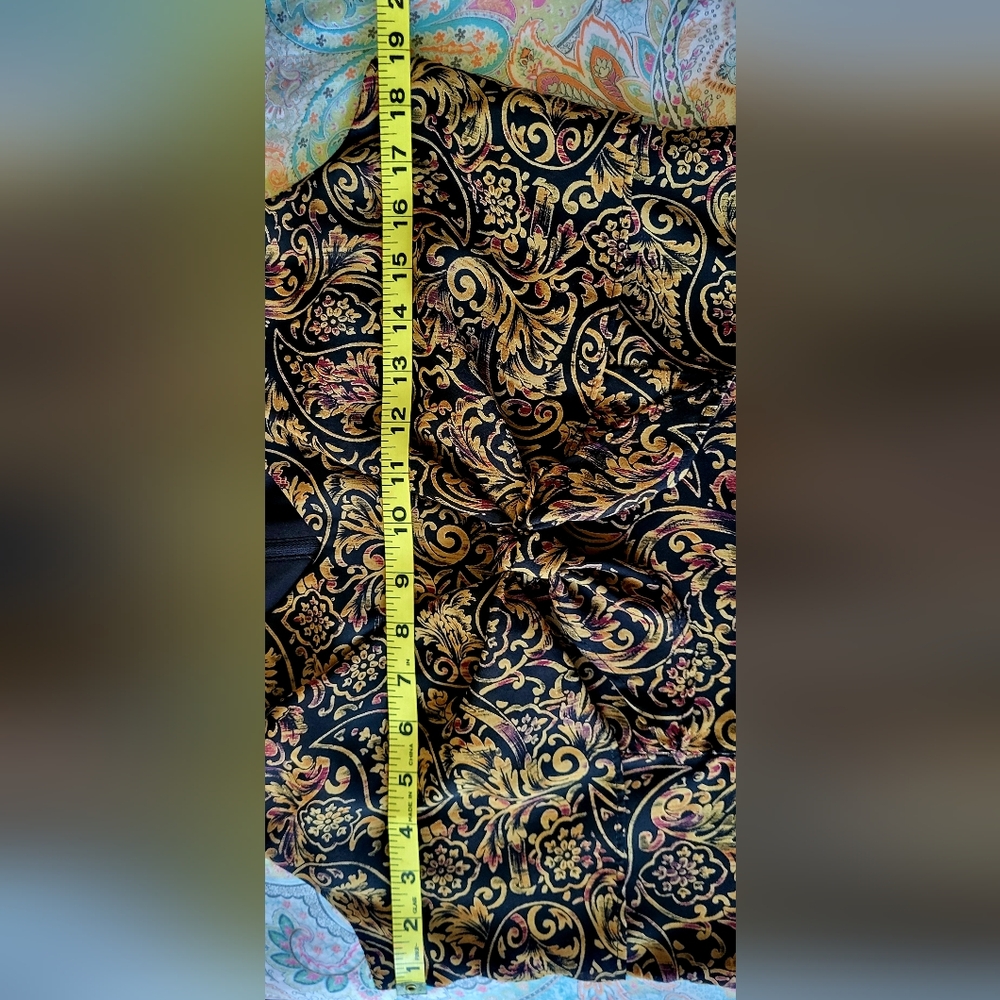 Scarlett Dress Lined Sleeveless with Front Tie Overlay Size 10 Paisley Tan/Black - Picture 4 of 5
